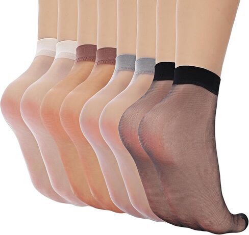 20 زوجًا من الجوارب الشفافة للنساء من Wanmu، جوارب نسائية شفافة من النايلون للكاحل مع مقبض عالي من النايلون للكاحل مضاد للانزلاق للنساء، جوارب طويلة شفافة غير قابلة للانزلاق، خلخال من الحرير غير المرئي in Kuwait
