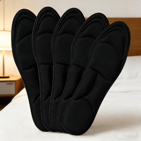 1 Pair Unisex 5D Massage Insoles Super Soft Sports Shoes Insole for Feet Running Baskets Shoe Sole (Black 35-39) in Saudi Arabia