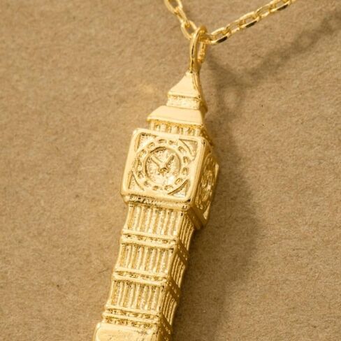 Envy Essence 18K Gold Plated Big Ben Clock Tower Pendant Necklace – Landmark Inspired Jewelry for Women – Trendy Fashion Accessory and Stylish Gift for Birthdays and Special Occasions in Saudi Arabia