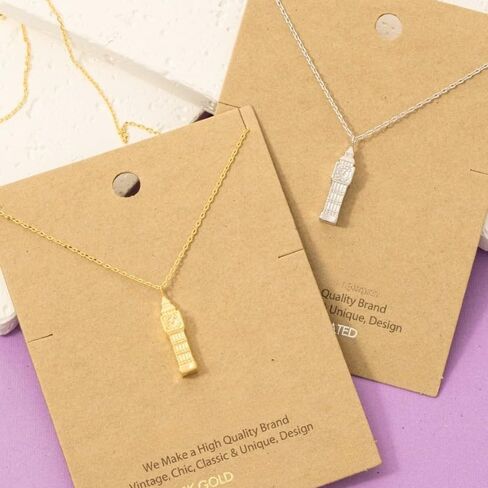 Envy Essence 18K Gold Plated Big Ben Clock Tower Pendant Necklace – Landmark Inspired Jewelry for Women – Trendy Fashion Accessory and Stylish Gift for Birthdays and Special Occasions in Saudi Arabia