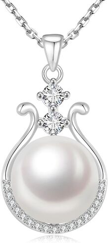 Pearl Necklace for Women, 11-11.5mm Single Freshwater Cultured Pearl Pendant, 18K Gold Plated 925 Sterling Silver Jewelry, Genuine Premium AAA Top Grade Real Pearl, Anniversary Christmas Birthday Gifts for Women Mom Wife in Kuwait