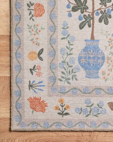 سجادة Loloi Rifle Paper Co Menagerie باللون الكريمي مقاس 5'-0" x 7'-6" in Saudi Arabia