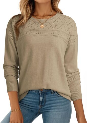 Dokotoo Women's Casual Long Sleeve Wool Hollow Out Sweaters for Women 2025 Trendy Lightweight Crochet Pullover Tops in Saudi Arabia