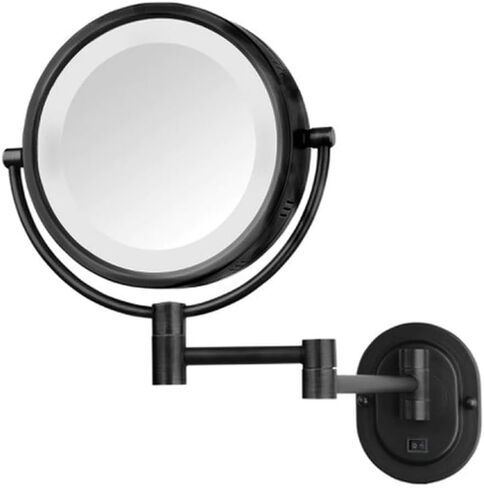 JERDON مرآة مكياج مثبتة على الحائط مع تكبير 5X - مرآة مكياج ذهبية مع أضواء LED - سلك مباشر - موديل HL65BGD in Kuwait