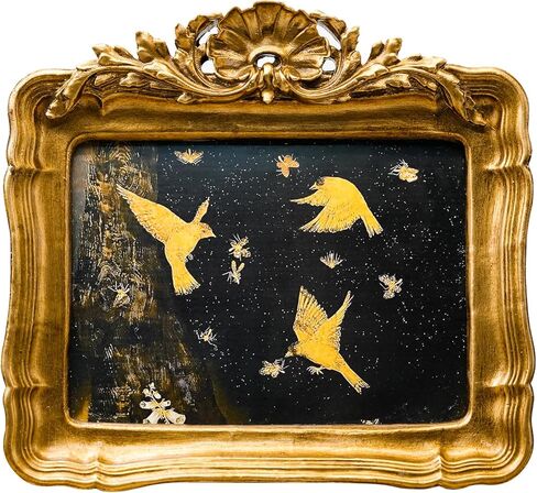 YULINKLIN 5x7 Vintage Picture Frame, Antique Bronze Gold Ornate Carved Horizontal Landscape Frame with Glass Front, Tabletop & Wall Hanging Retro Home Decor Photo Gallery Art in Saudi Arabia