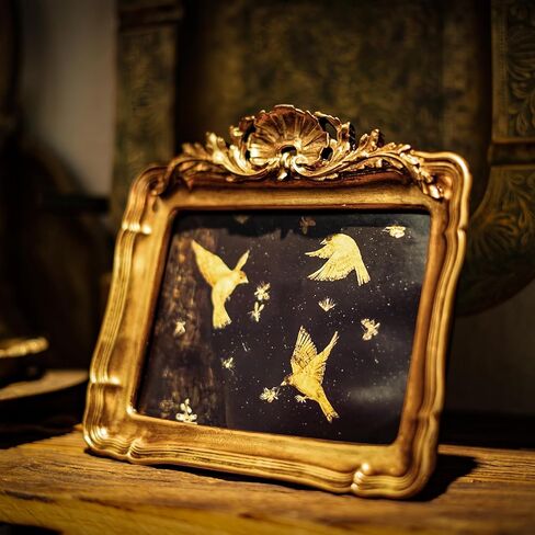 YULINKLIN 5x7 Vintage Picture Frame, Antique Bronze Gold Ornate Carved Horizontal Landscape Frame with Glass Front, Tabletop & Wall Hanging Retro Home Decor Photo Gallery Art in Saudi Arabia