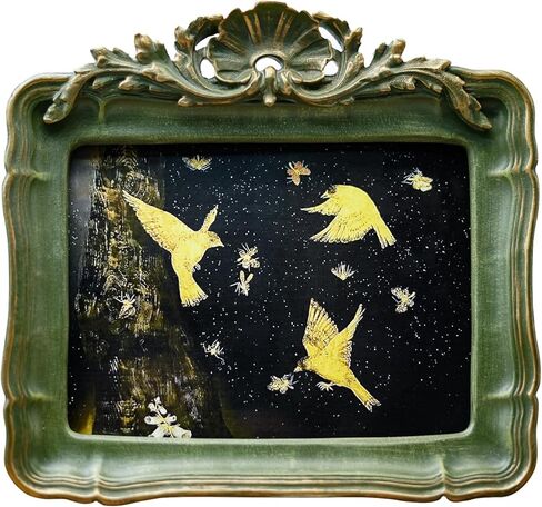 YULINKLIN 5x7 Vintage Picture Frame, Antique Bronze Gold Ornate Carved Horizontal Landscape Frame with Glass Front, Tabletop & Wall Hanging Retro Home Decor Photo Gallery Art in Saudi Arabia