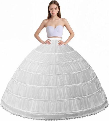 Women Crinoline A line Petticoat 6 Hoop Tulle Skirt Slip Under dress for Wedding Dress Ball Gown in Saudi Arabia