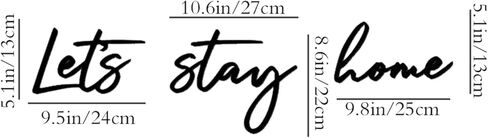 Let's Stay Home لافتة معدنية لتزيين جدار غرفة النوم، فن معلق على شكل رسائل للمنزل، فن جدار المزرعة لغرفة النوم والشقة والمكتب وديكور الفندق، أسود in Saudi Arabia