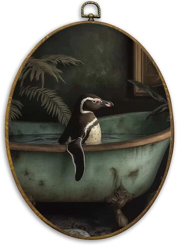 CUANFDDSF Vintage Black Labrador Funny Bathroom Oval Wall Art Decor, Black Lab Gifts Wall Hanging Decor, Funny Lab Dog Reading on Toilet Framed Canvas Prints for Bathroom Washroom, 8.6x11.4 Inch in Saudi Arabia