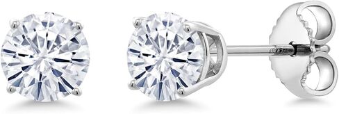 مجموعة أقراط من الفضة الإسترلينية 925 من Gem Stone King للنساء والرجال مع مويسانيتي مستدير (0.46 قيراط، دائري 4 مم) in Saudi Arabia