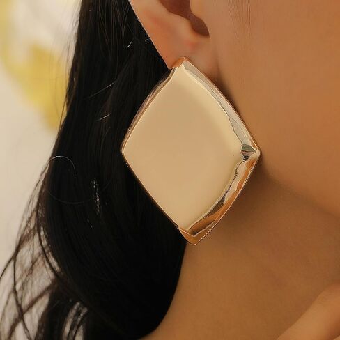 أقراط ذهبية للنساء كبيرة الحجم ومطلية بالذهب مربعة الشكل أقراط مجوهرات مجوهرات الحفلات الشريرة in Kuwait