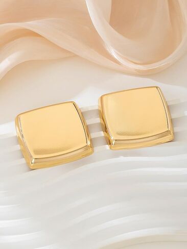 أقراط ذهبية للنساء كبيرة الحجم ومطلية بالذهب مربعة الشكل أقراط مجوهرات مجوهرات الحفلات الشريرة in Kuwait