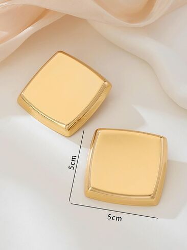 أقراط ذهبية للنساء كبيرة الحجم ومطلية بالذهب مربعة الشكل أقراط مجوهرات مجوهرات الحفلات الشريرة in Kuwait