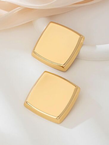 أقراط ذهبية للنساء كبيرة الحجم ومطلية بالذهب مربعة الشكل أقراط مجوهرات مجوهرات الحفلات الشريرة in Kuwait