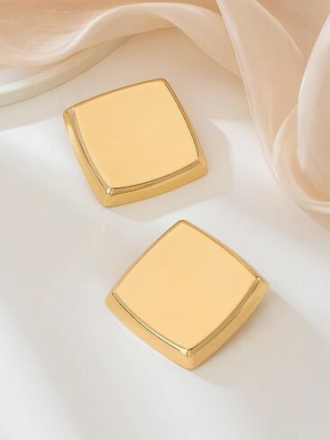 أقراط ذهبية للنساء كبيرة الحجم ومطلية بالذهب مربعة الشكل أقراط مجوهرات مجوهرات الحفلات الشريرة in Kuwait