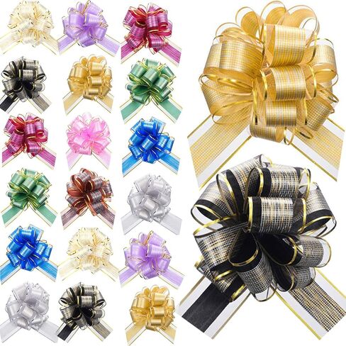 WILLBOND 20 Pieces Pull Bows Gift Wrapping Ribbon Pull Bows for Christmas Wedding Baskets Valentine's Day Multicolor Wrap Accessory for Gift Present Holiday Decor(Bright Colors) in Kuwait