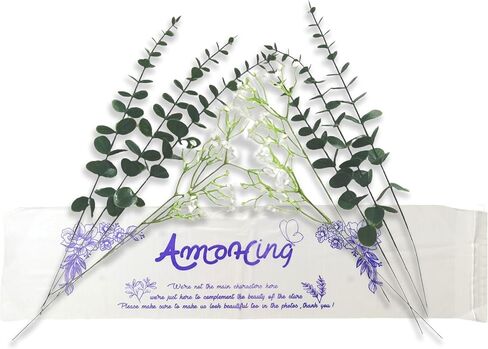 AMOHing 10 Pcs Artificial Babys Breath and Eucalyptus Leaves Stems, Fake Greenery Stems for Bouquet Accessories, Floral Arrangement Greenery Decoration, Faux Flowers for Vase in Saudi Arabia