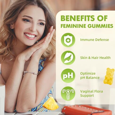 علكات التوازن الأنثوي المتميزة من سوفت بير للنساء، علكات توازن درجة الحموضة بالأناناس لرائحة صحية للنساء، فلورا، مهبلي، دعم المناعة، نباتية، خالية من الغلوتين، 60 علكة in Kuwait