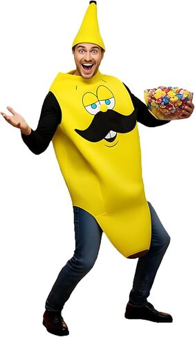 زي الهالوين الموز من HICYOO للبالغين، مقاس واحد زي الموز الملتحي على شكل فاكهة للرجال للحفلات التنكرية in Kuwait