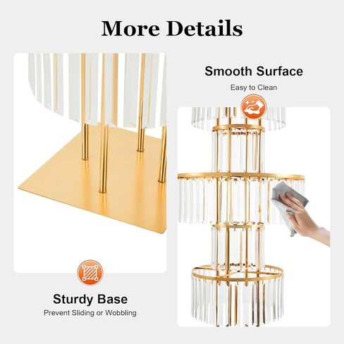 Lemoeyes Crystal Vases for Centerpieces, Flower Stand with Hanging Crystals, 43.3" Gold Wedding Vase, 5 Tier Round Chandelier Pedestal Stand for Wedding Stage Flower Arrangement Decor (Gold, 1PC) in Saudi Arabia