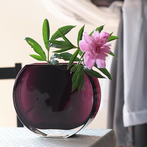 Glass - Vase - Amethyst - Round - 7.25" Long - Heavy Durable - Made in Europe - by Barski in Saudi Arabia