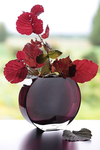 Glass - Vase - Amethyst - Round - 7.25" Long - Heavy Durable - Made in Europe - by Barski in Saudi Arabia