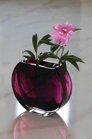 Glass - Vase - Amethyst - Round - 7.25" Long - Heavy Durable - Made in Europe - by Barski in Saudi Arabia