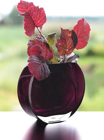 Glass - Vase - Amethyst - Round - 7.25" Long - Heavy Durable - Made in Europe - by Barski in Saudi Arabia