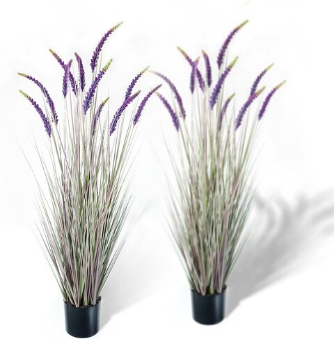 KOL 4ft 2-pack فو فيرونيكا سبيدويل العشب، 47in الاصطناعي فيرونيكا Spicata زهرة، طويل القامة العشب القصب للمنزل مكتب حديقة ديكور الزفاف، نبات وهمية داخلي / خارجي، مقاومة للأشعة فوق البنفسجية، الأرجواني in Saudi Arabia