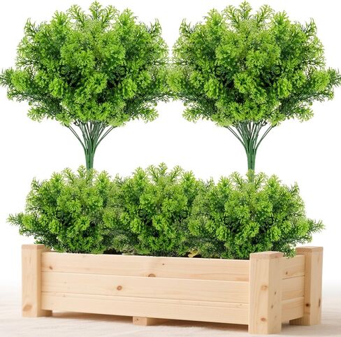 RAINFLOW 4PCS Outdoor Faux Plants Small Artificial Plants Indoor Pine Artificial Greenery for Centerpieces Vase Small Fake Plant Christmas Decorations Outdoor Decorations for Home Decor 12.2IN in Saudi Arabia