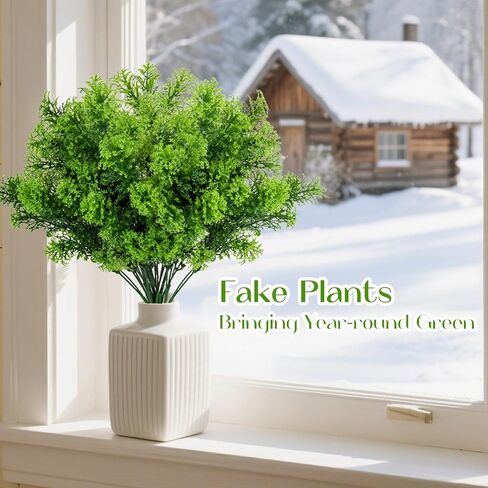 RAINFLOW 4PCS Outdoor Faux Plants Small Artificial Plants Indoor Pine Artificial Greenery for Centerpieces Vase Small Fake Plant Christmas Decorations Outdoor Decorations for Home Decor 12.2IN in Saudi Arabia