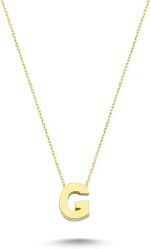 Wish Carat 14k Solid Gold Initial Necklace for Women - Dainty Charm Pendant Letter Necklace Jewelry for Women | 18'' in Saudi Arabia