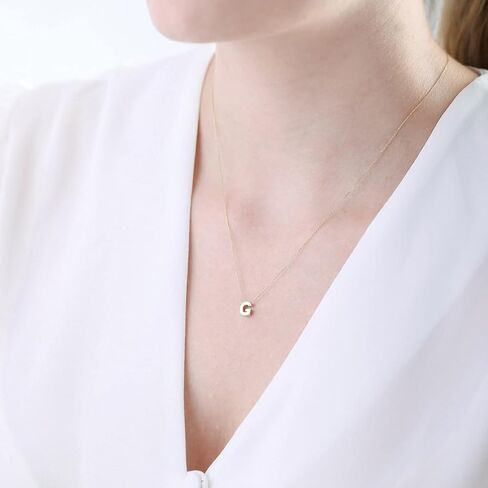 Wish Carat 14k Solid Gold Initial Necklace for Women - Dainty Charm Pendant Letter Necklace Jewelry for Women | 18'' in Saudi Arabia