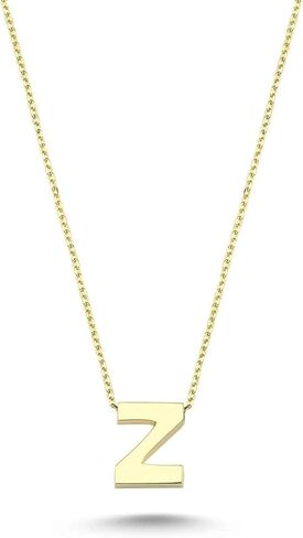 Wish Carat 14k Solid Gold Initial Necklace for Women - Dainty Charm Pendant Letter Necklace Jewelry for Women | 18'' in Saudi Arabia