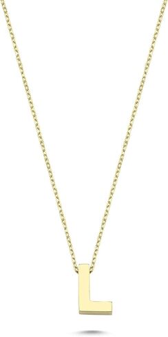 Wish Carat 14k Solid Gold Initial Necklace for Women - Dainty Charm Pendant Letter Necklace Jewelry for Women | 18'' in Saudi Arabia