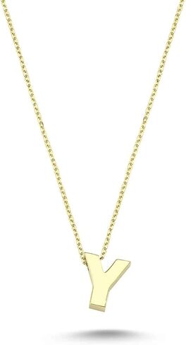 Wish Carat 14k Solid Gold Initial Necklace for Women - Dainty Charm Pendant Letter Necklace Jewelry for Women | 18'' in Saudi Arabia