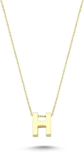 Wish Carat 14k Solid Gold Initial Necklace for Women - Dainty Charm Pendant Letter Necklace Jewelry for Women | 18'' in Saudi Arabia