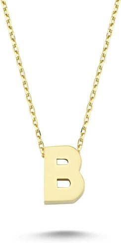 Wish Carat 14k Solid Gold Initial Necklace for Women - Dainty Charm Pendant Letter Necklace Jewelry for Women | 18'' in Saudi Arabia