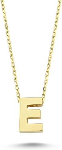 Wish Carat 14k Solid Gold Initial Necklace for Women - Dainty Charm Pendant Letter Necklace Jewelry for Women | 18'' in Saudi Arabia