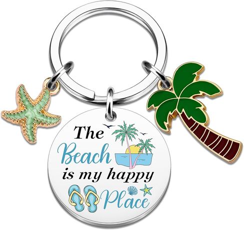 WIRNGF Beach Keychain Travel Gifts for Women Men Beach Vacation Ocean Themed Gifts Birthday Gift for Beaches Lover Starfish Accessories - The Beach Is My Happy Place in Saudi Arabia