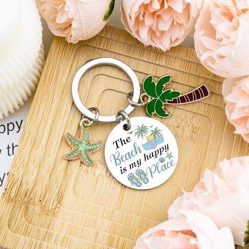 WIRNGF Beach Keychain Travel Gifts for Women Men Beach Vacation Ocean Themed Gifts Birthday Gift for Beaches Lover Starfish Accessories - The Beach Is My Happy Place in Saudi Arabia