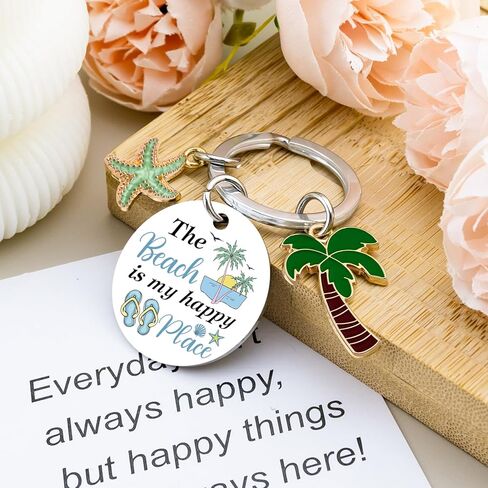WIRNGF Beach Keychain Travel Gifts for Women Men Beach Vacation Ocean Themed Gifts Birthday Gift for Beaches Lover Starfish Accessories - The Beach Is My Happy Place in Saudi Arabia