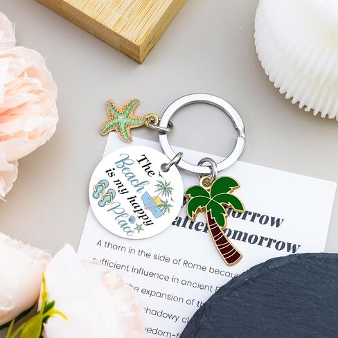 WIRNGF Beach Keychain Travel Gifts for Women Men Beach Vacation Ocean Themed Gifts Birthday Gift for Beaches Lover Starfish Accessories - The Beach Is My Happy Place in Saudi Arabia