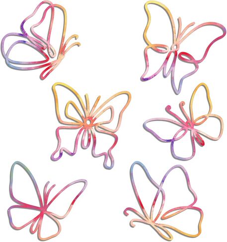 4 Pieces Metal Butterfly Wall Decor Metal Wall Art Heart Hanging Decorations Wire Flowers Decor Wall Decals for Kitchen Bathroom Indoor Outdoor Wedding Birthday Party, 8''x8'' in Saudi Arabia
