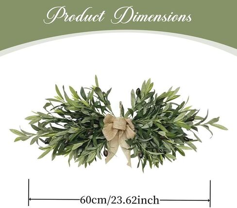 owddddtnxc Greenery Swag، 24 بوصة زهرة زيتون صناعية غنيمة مع أوراق خضراء لحفلات الزفاف وحفلات جدار ديكور المنزل والحديقة الخضراء in Kuwait