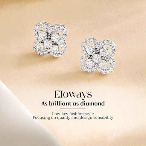 Moissanite Four-Leaf Clover Stud Earrings in S925 Sterling Silver, D Color VVS1, Valentines Anniversary Birthday Mother‘s Day Gift for Women in Saudi Arabia