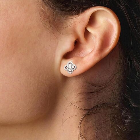 Moissanite Four-Leaf Clover Stud Earrings in S925 Sterling Silver, D Color VVS1, Valentines Anniversary Birthday Mother‘s Day Gift for Women in Saudi Arabia
