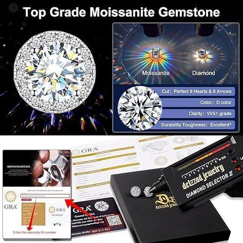 Axylena Women's Moissanite Stud Earrings, Screw-Back 18K White/Yellow Gold-Plated 925 Sterling Silver Lab-Grown Diamond Earrings 0.5–4 ct, Christmas, Birthday & Gift for Girlfriend, Wife, and Men Too in Saudi Arabia