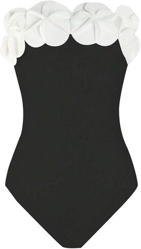 GORGLITTER Women's 3D Floral Strapless One Piece Swimsuit Sexy Tummy Control Bathing Suit Swimwear in Saudi Arabia
